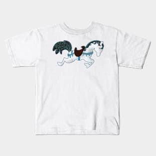 Horses Prance Through a Silver Storm Kids T-Shirt